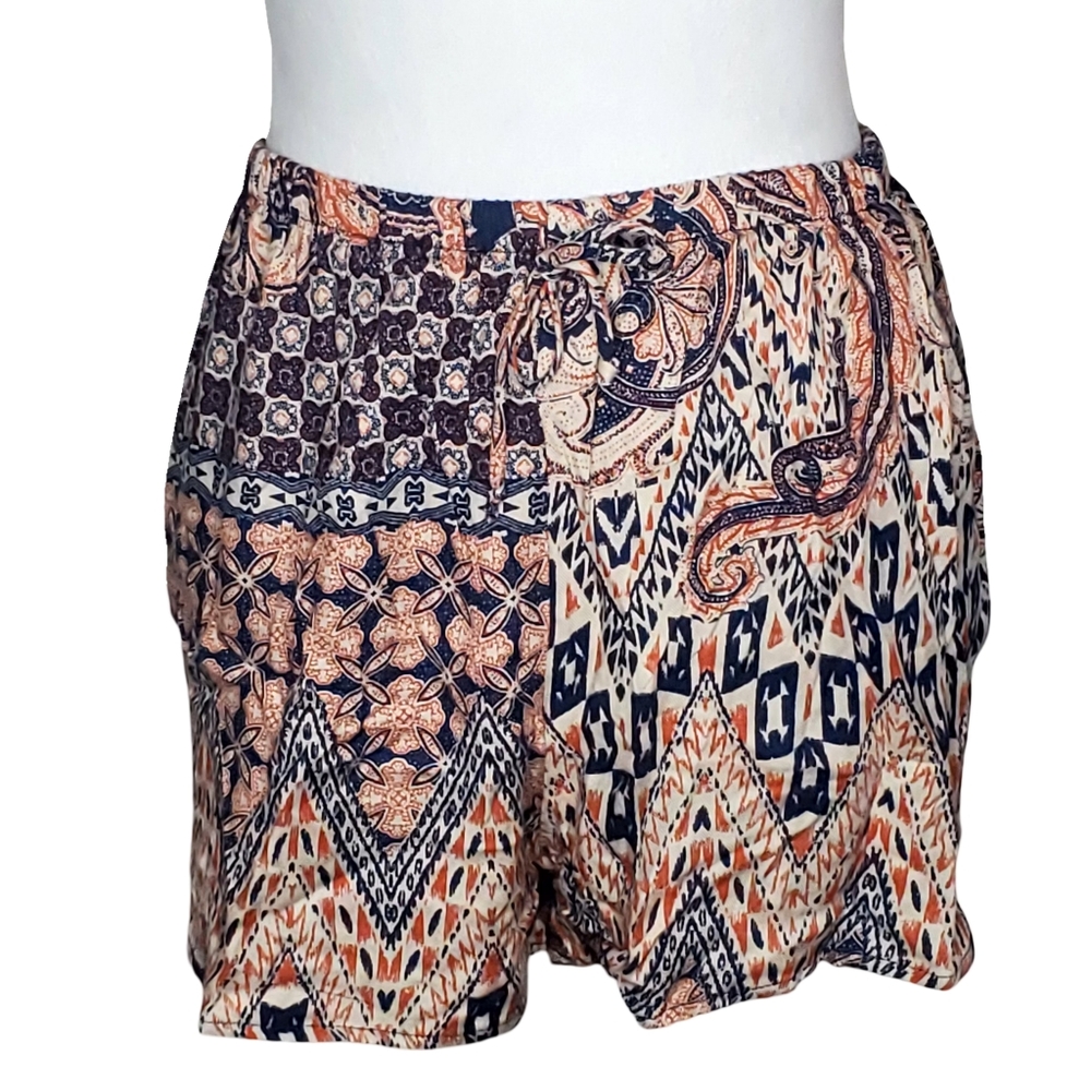Fig & Olive Plus Size 100% Rayon Split Side Multi-Print Shorts